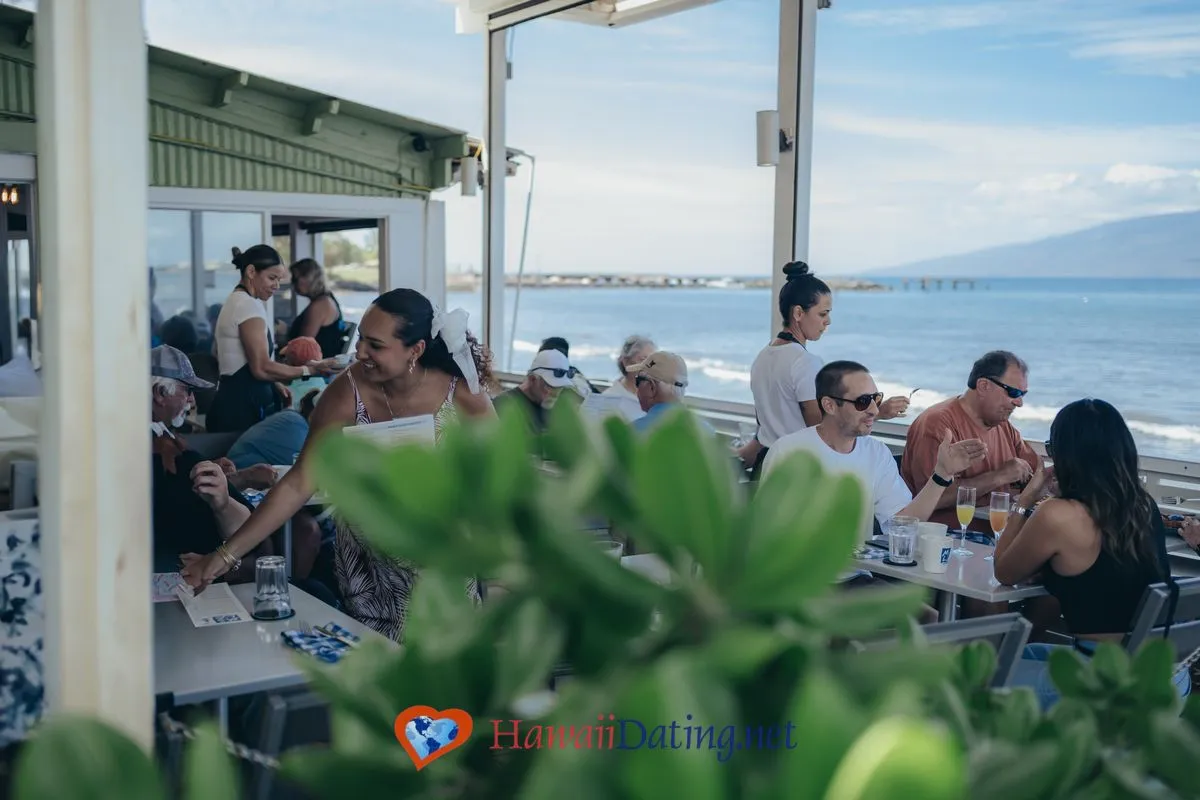 Oceanfront lanai dining with ocean views at Mala Ocean Tavern in Lahaina, Maui